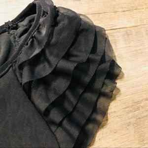 Cap Sleeve Crew Neck Tank with Ruffle Shoulders